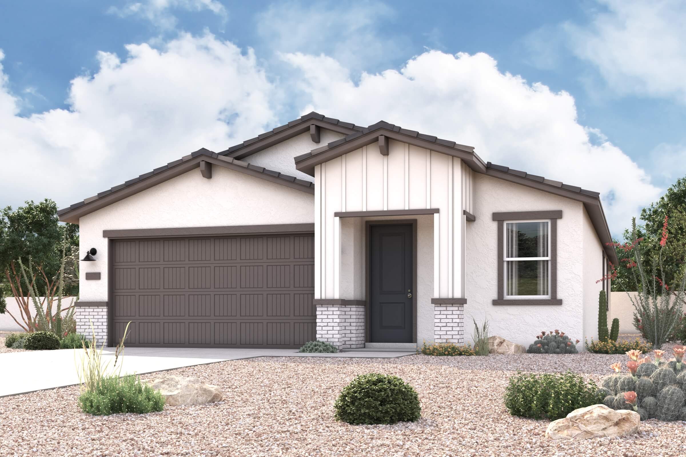A house with a garage.