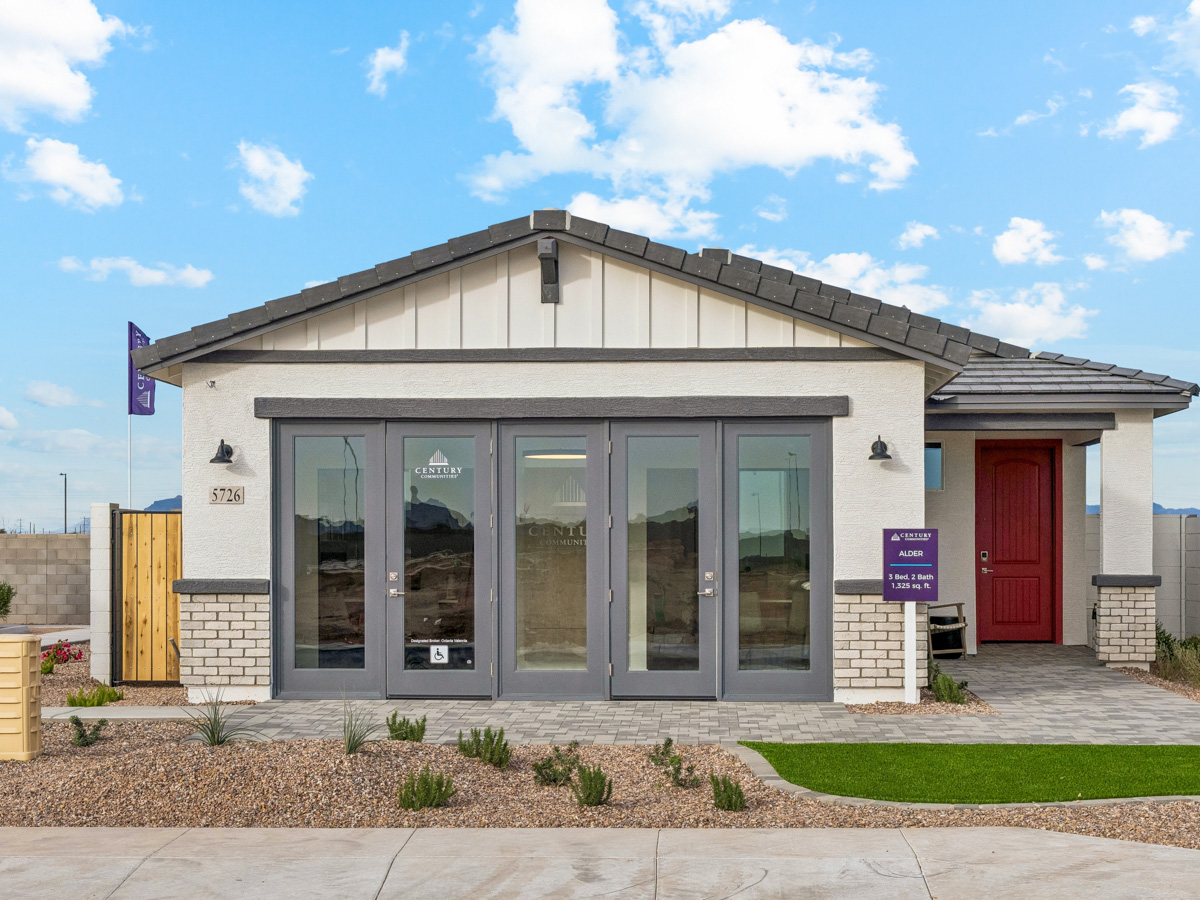 A building with glass doors.