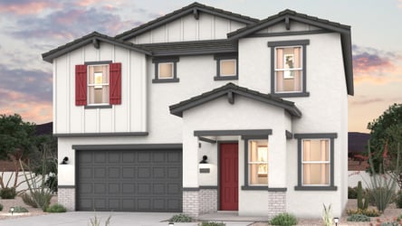 Twilight rendering of front of new home for, AZ with 2 car garage in the beautiful Skyline Village community with pool. sale in San Tan