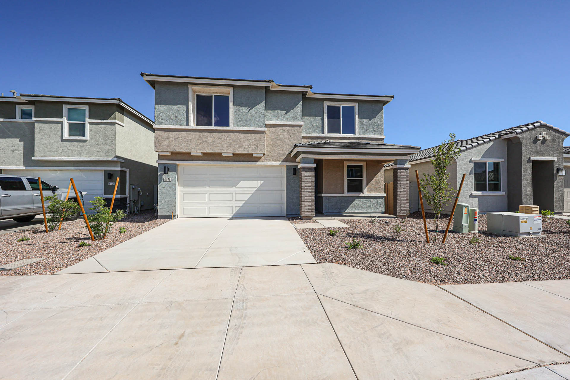 A house with a driveway.