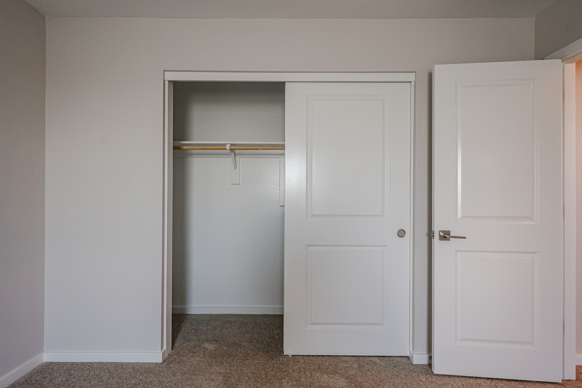 A row of white doors.
