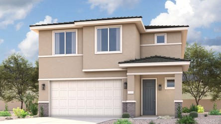 Rendering of front of new home for sale in San Tan Valley, AZ at Skyline Village the Highlands Collection by Century Communities with 2 car garage.