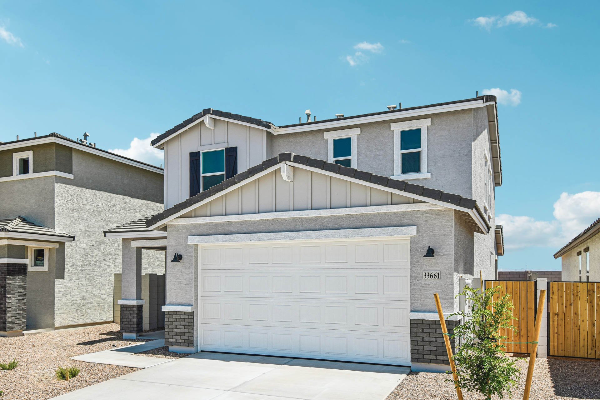 A house with a garage.