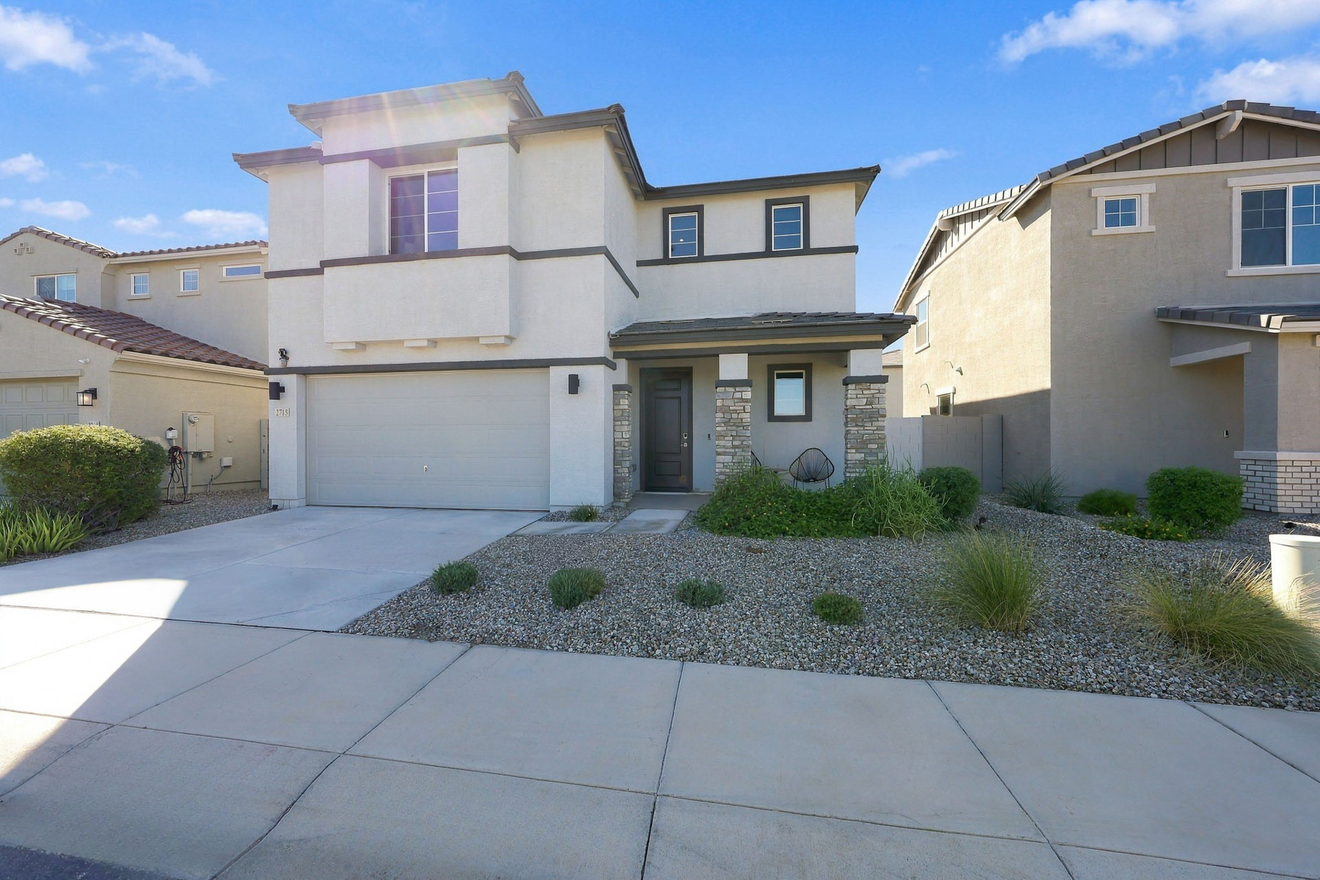 A house with a driveway.
