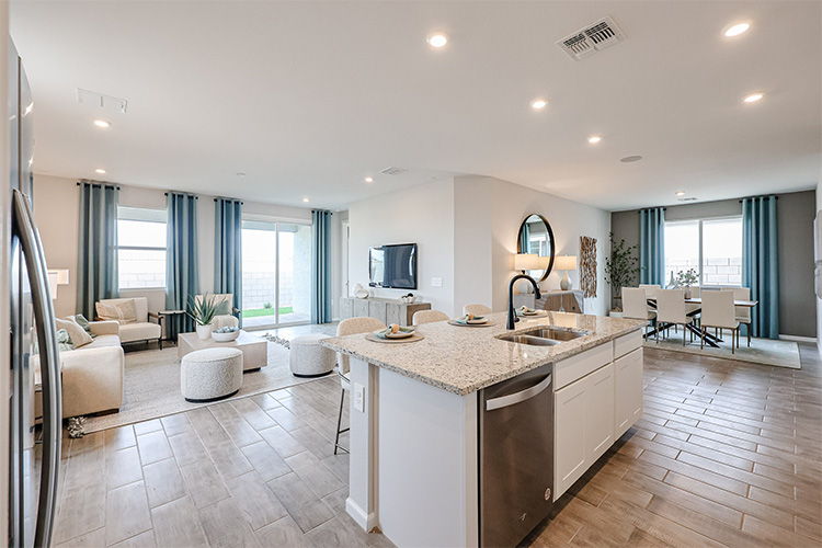 A large kitchen with a large island.