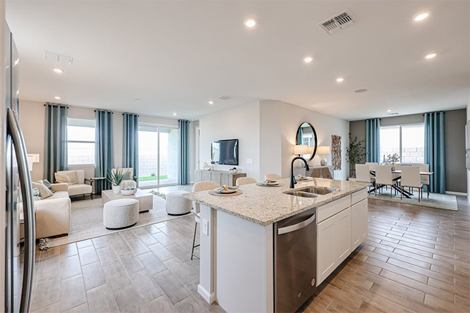 A large kitchen with a large island.