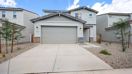A garage in a neighborhood.