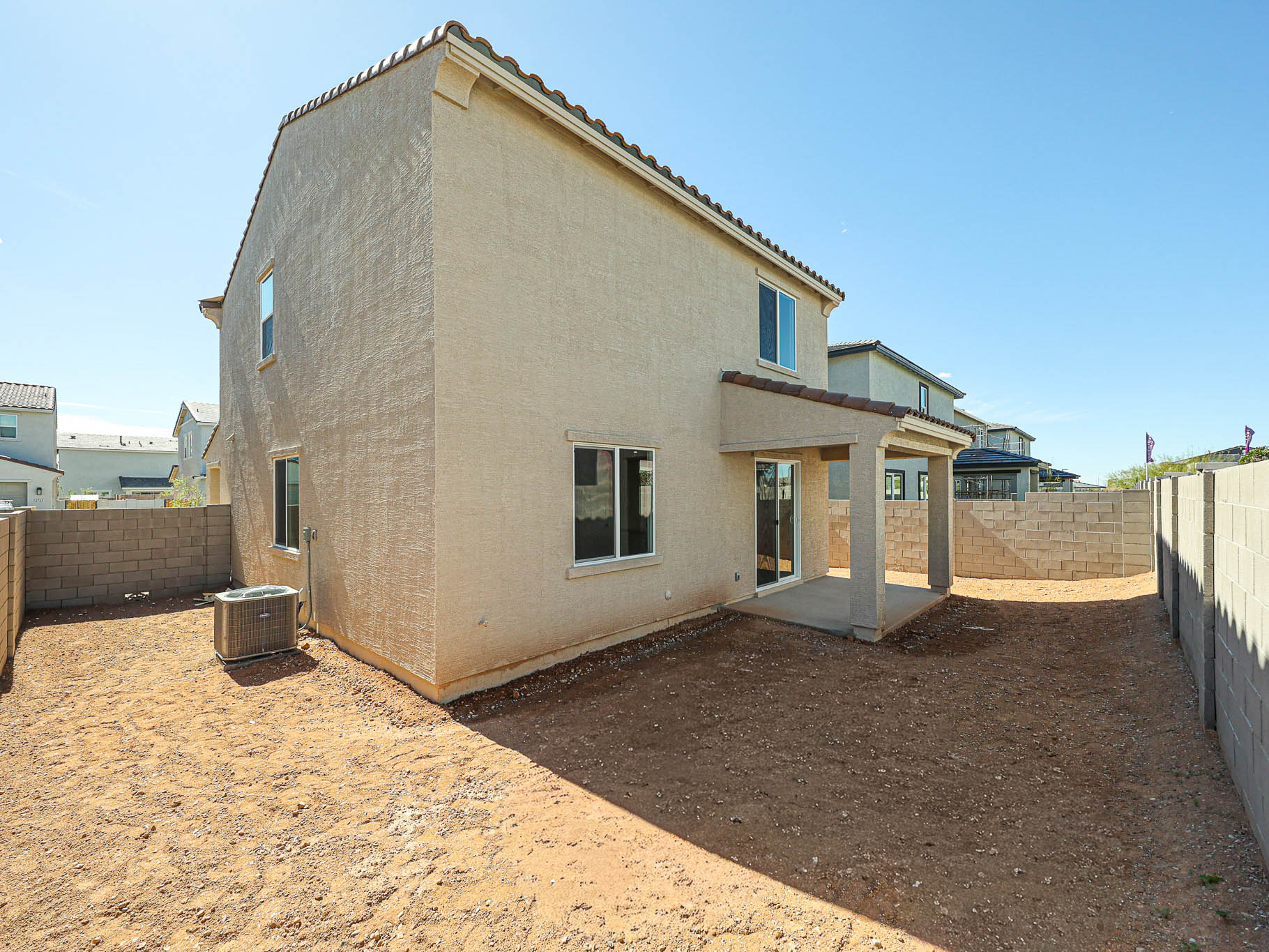 A house with a fence around it.