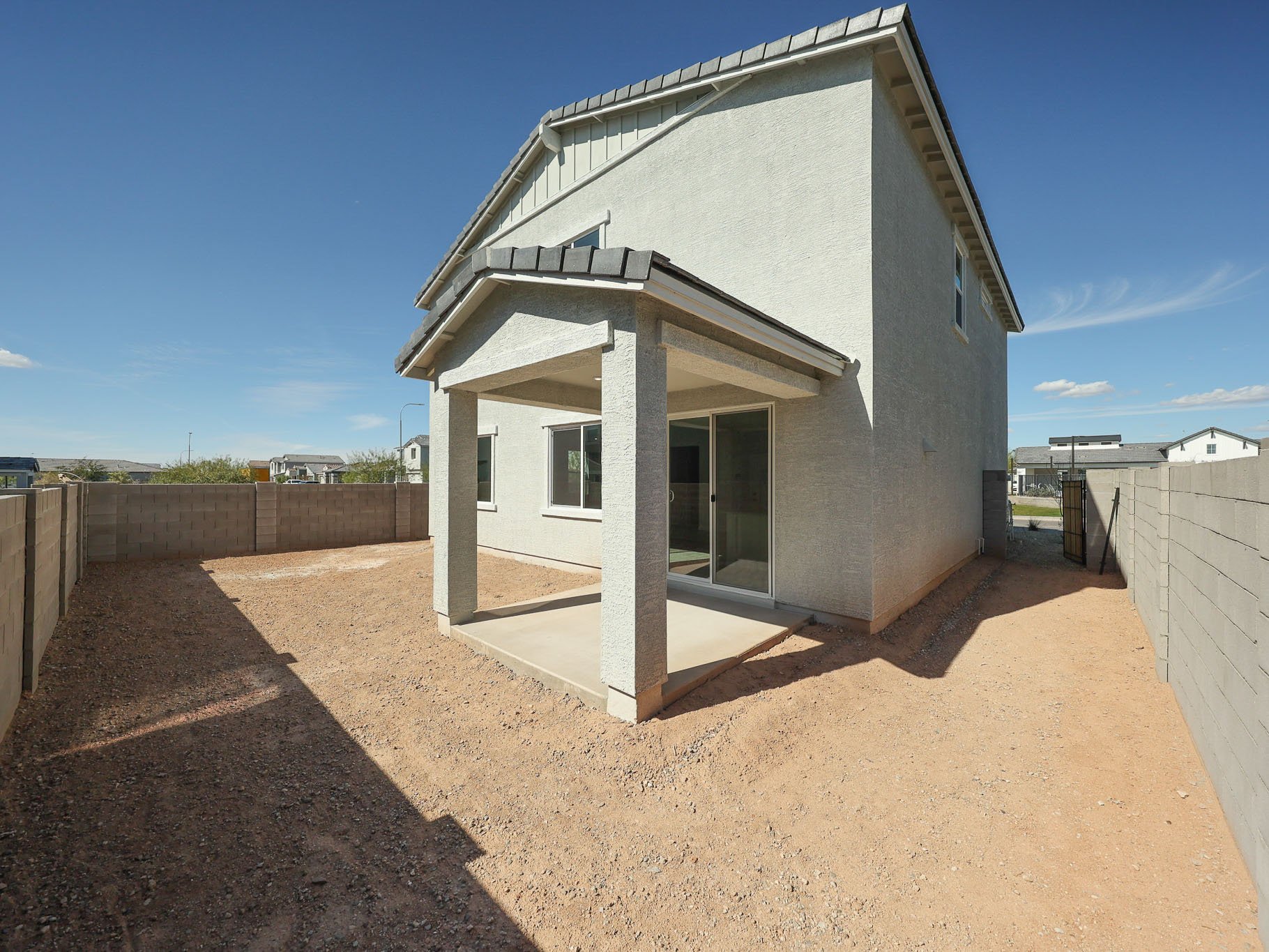 A building with a concrete foundation.
