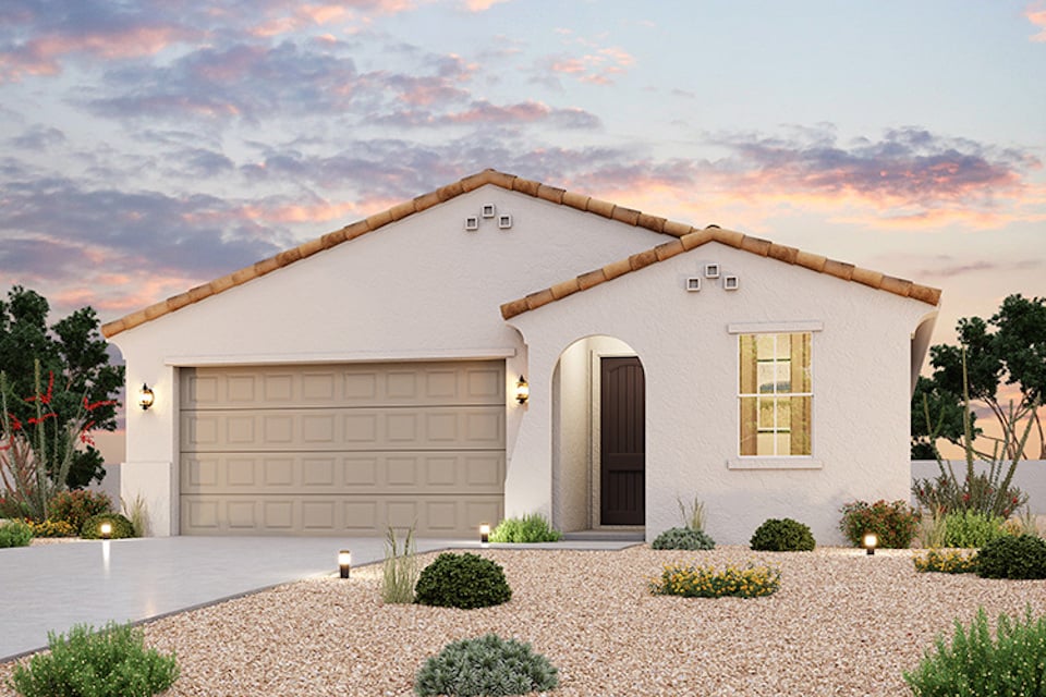 A house with a large front yard.