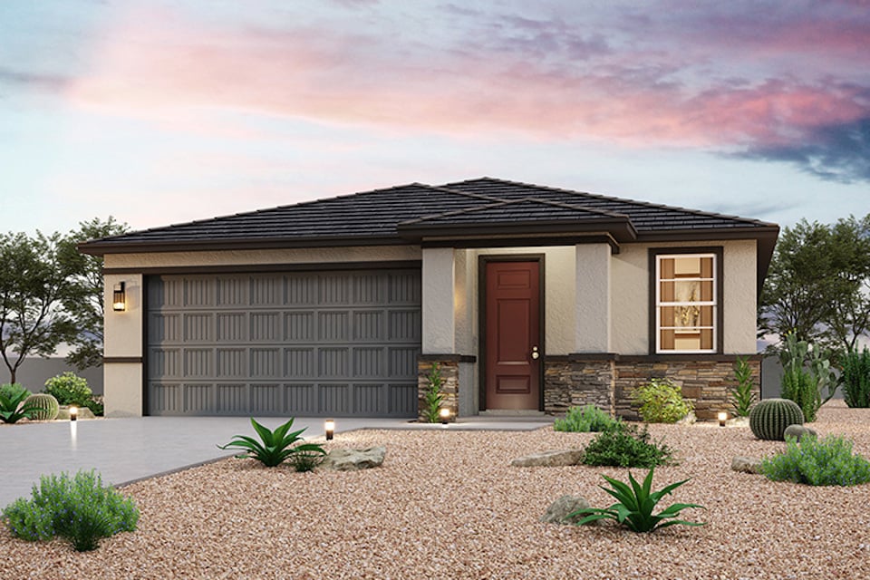 A house with a driveway.