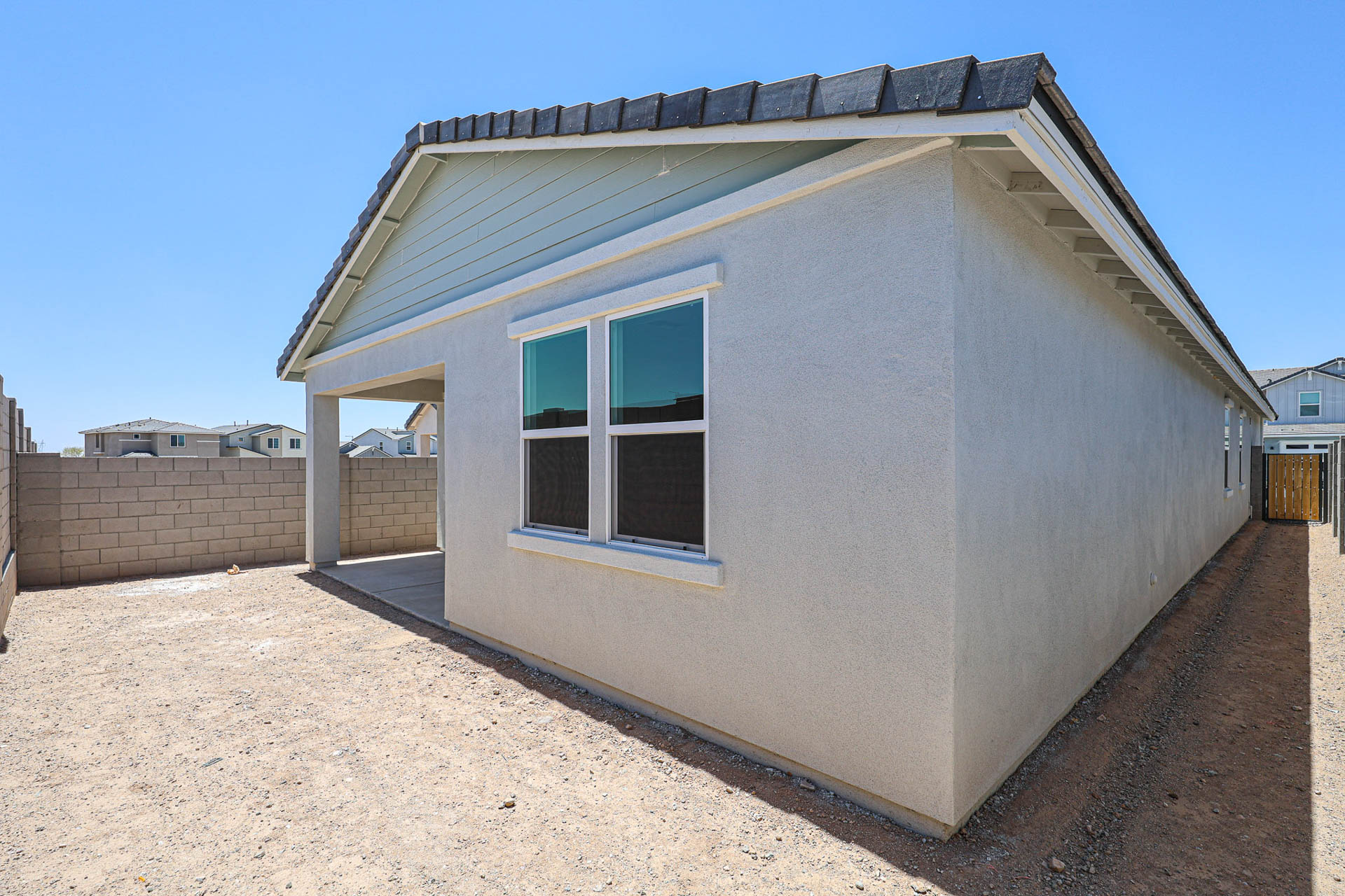 A house with a garage.