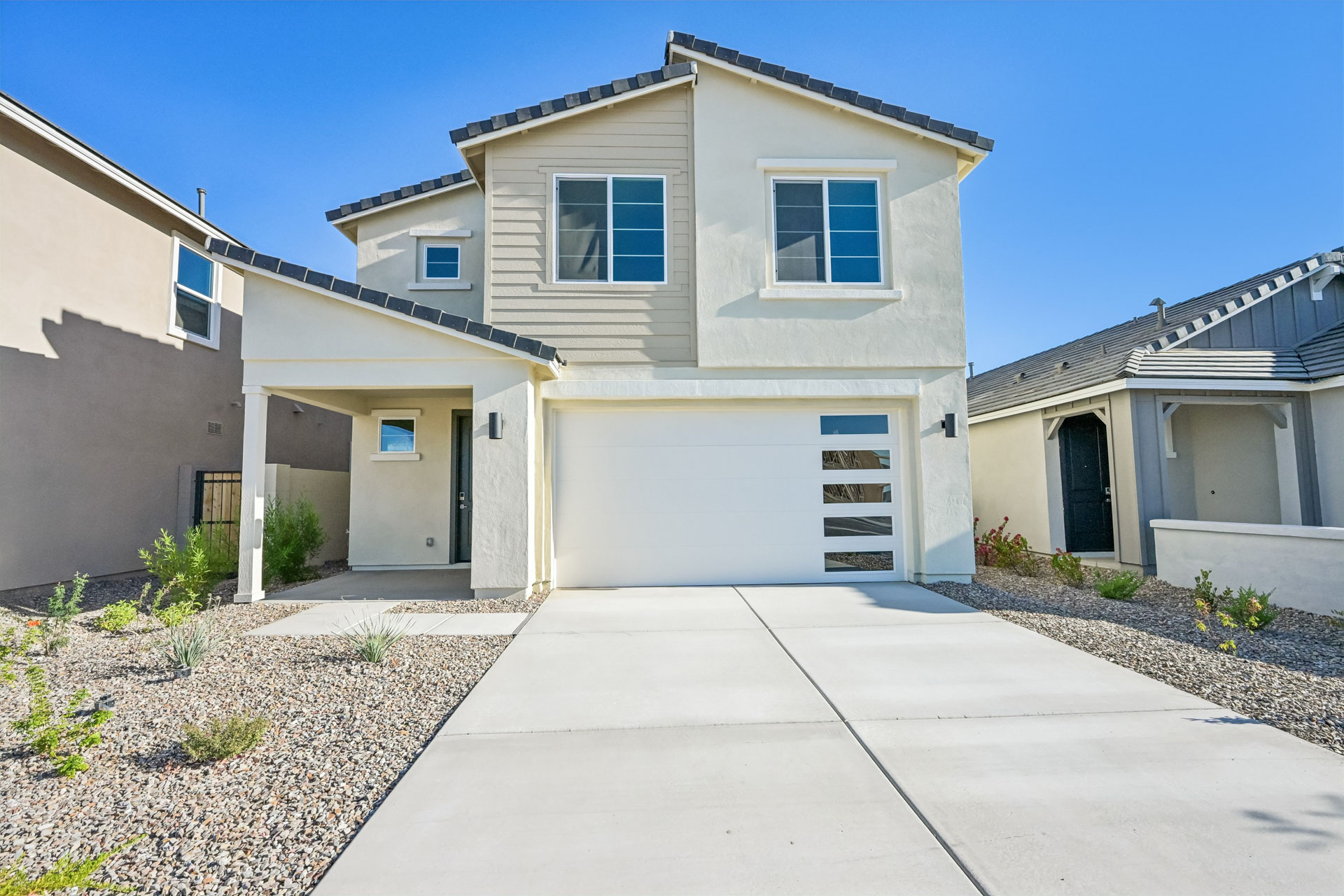 A house with a driveway.