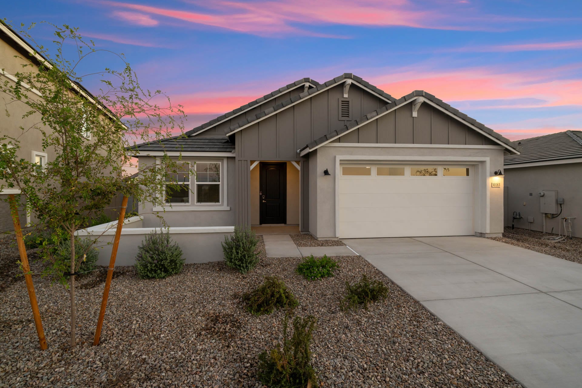 A house with a garage.