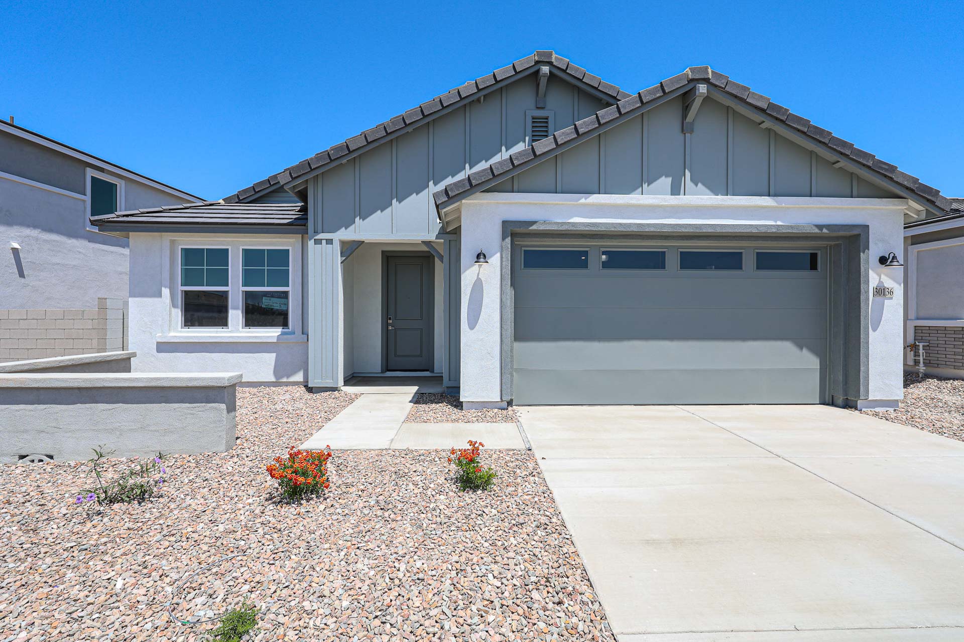 A house with a garage.