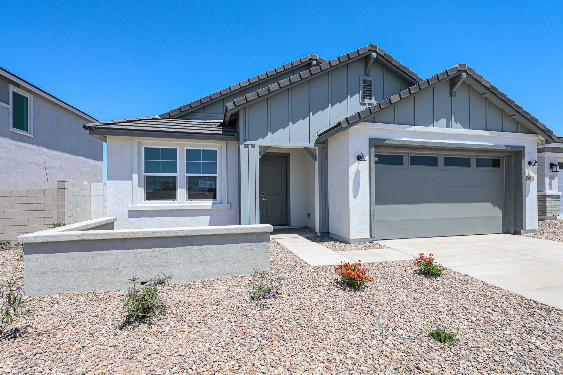 A house with a garage.