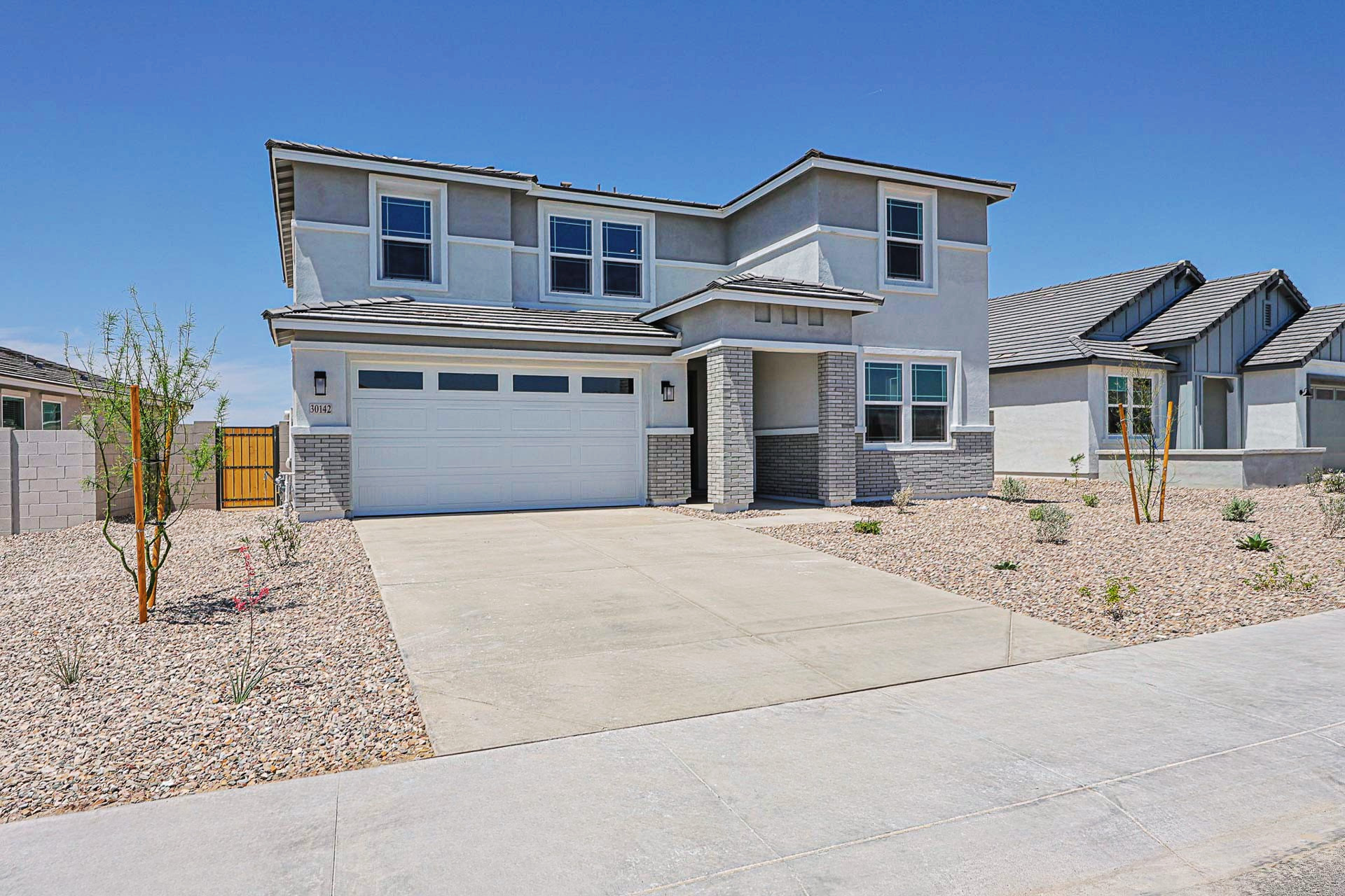 A house with a garage.