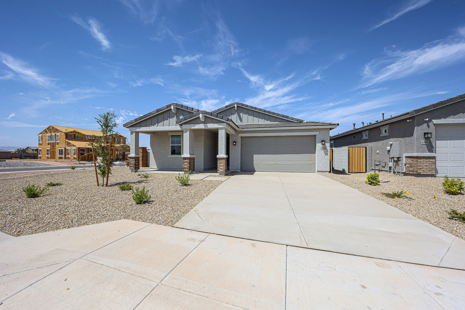 A house with a driveway.