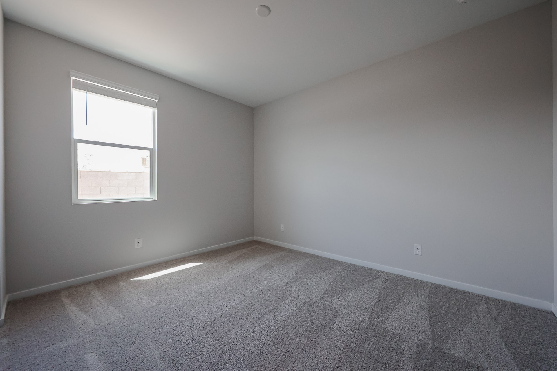 A room with a window and a carpet.