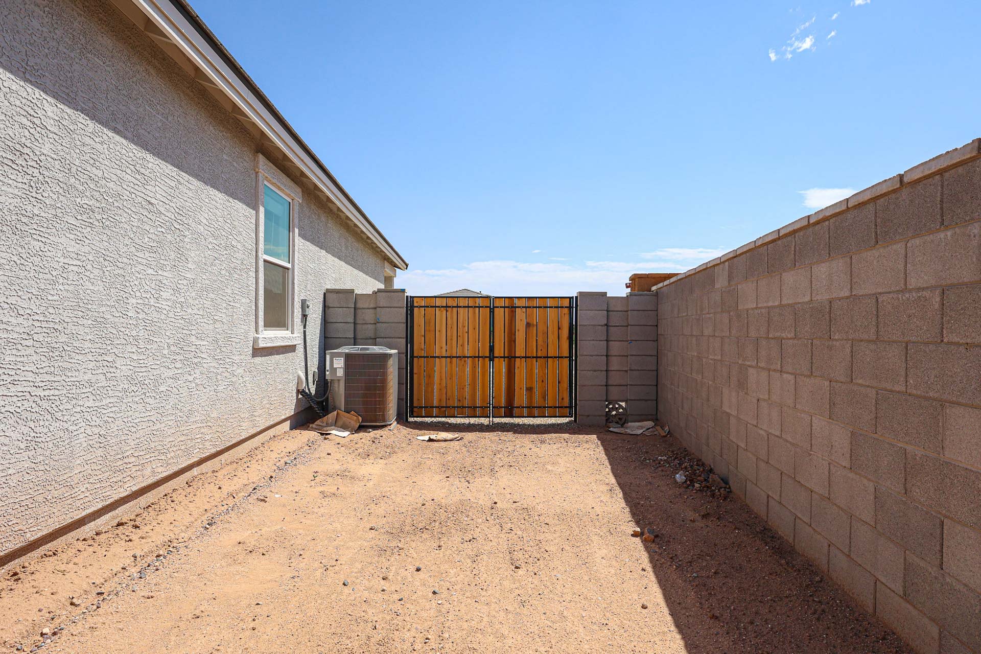 A gate in a brick building.