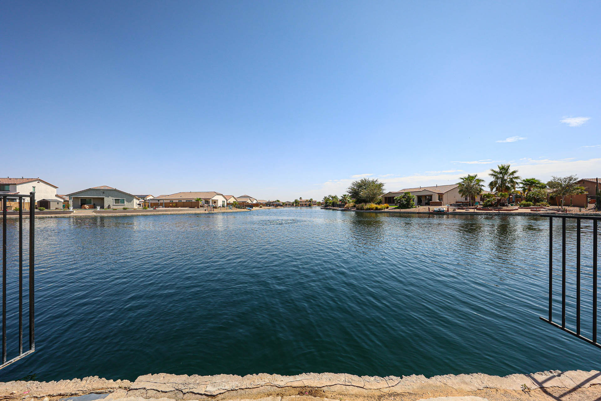A body of water with buildings along it.