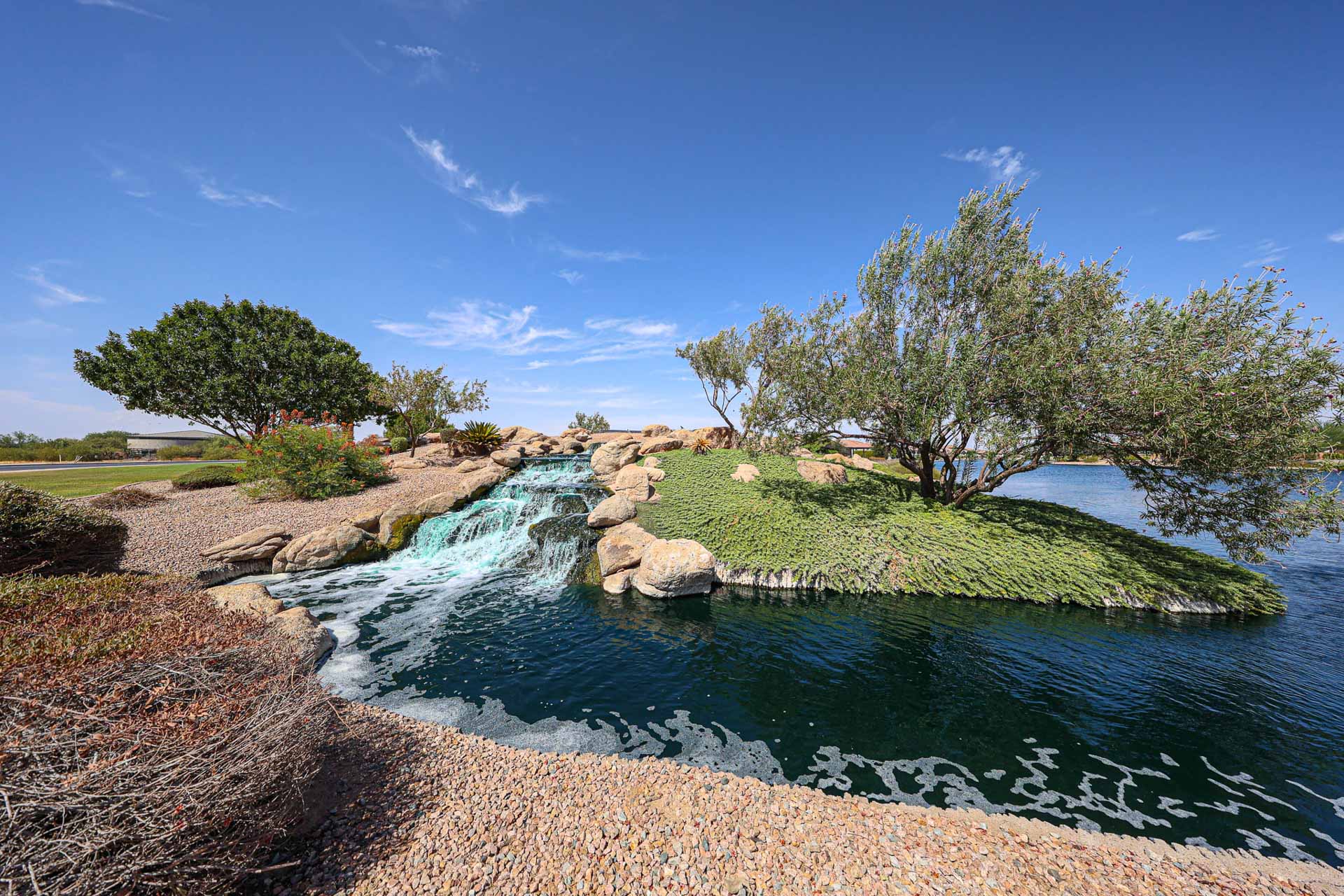 A river with rocks and trees.