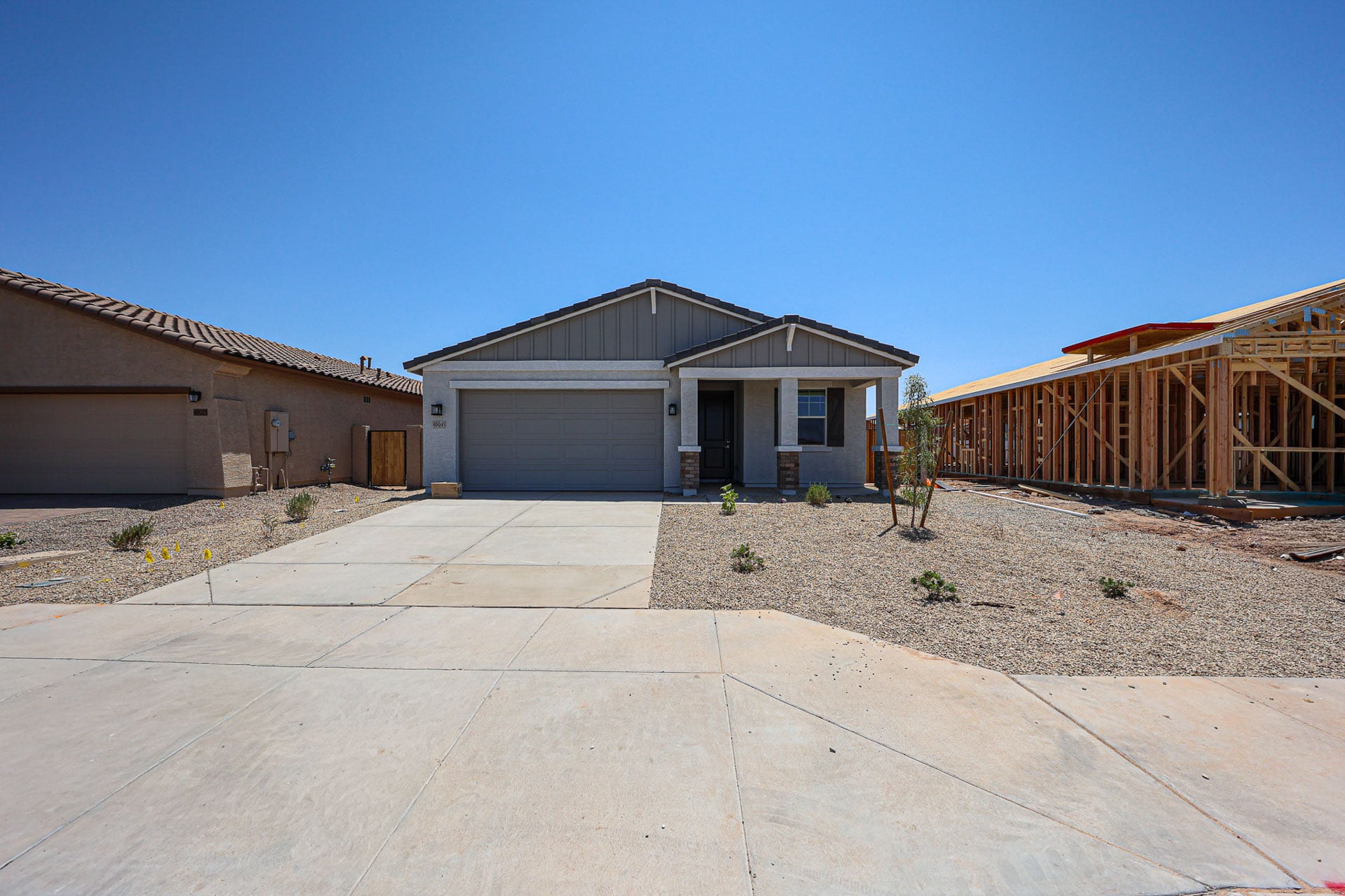 A building with a garage.