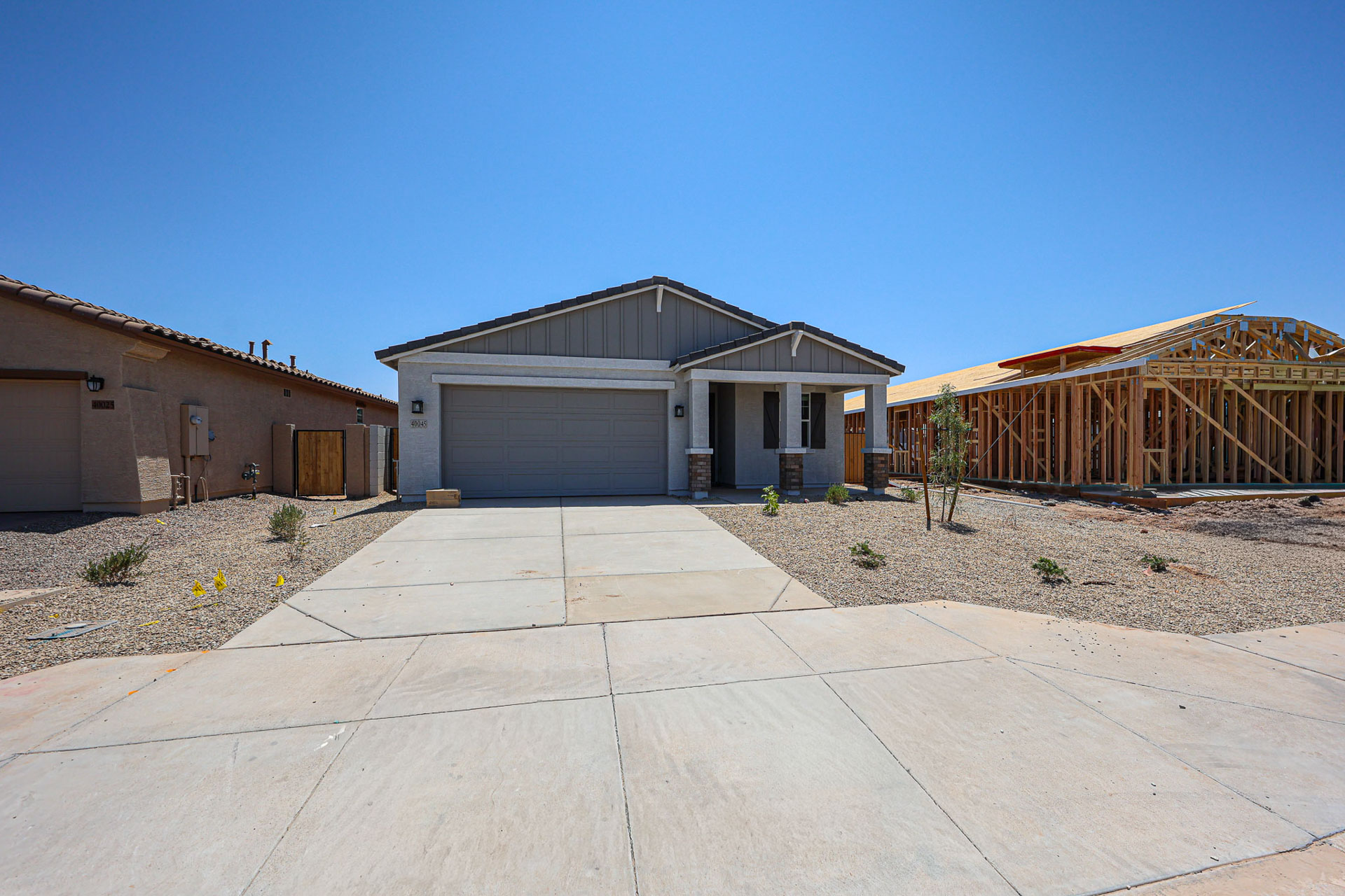 A building with a garage.