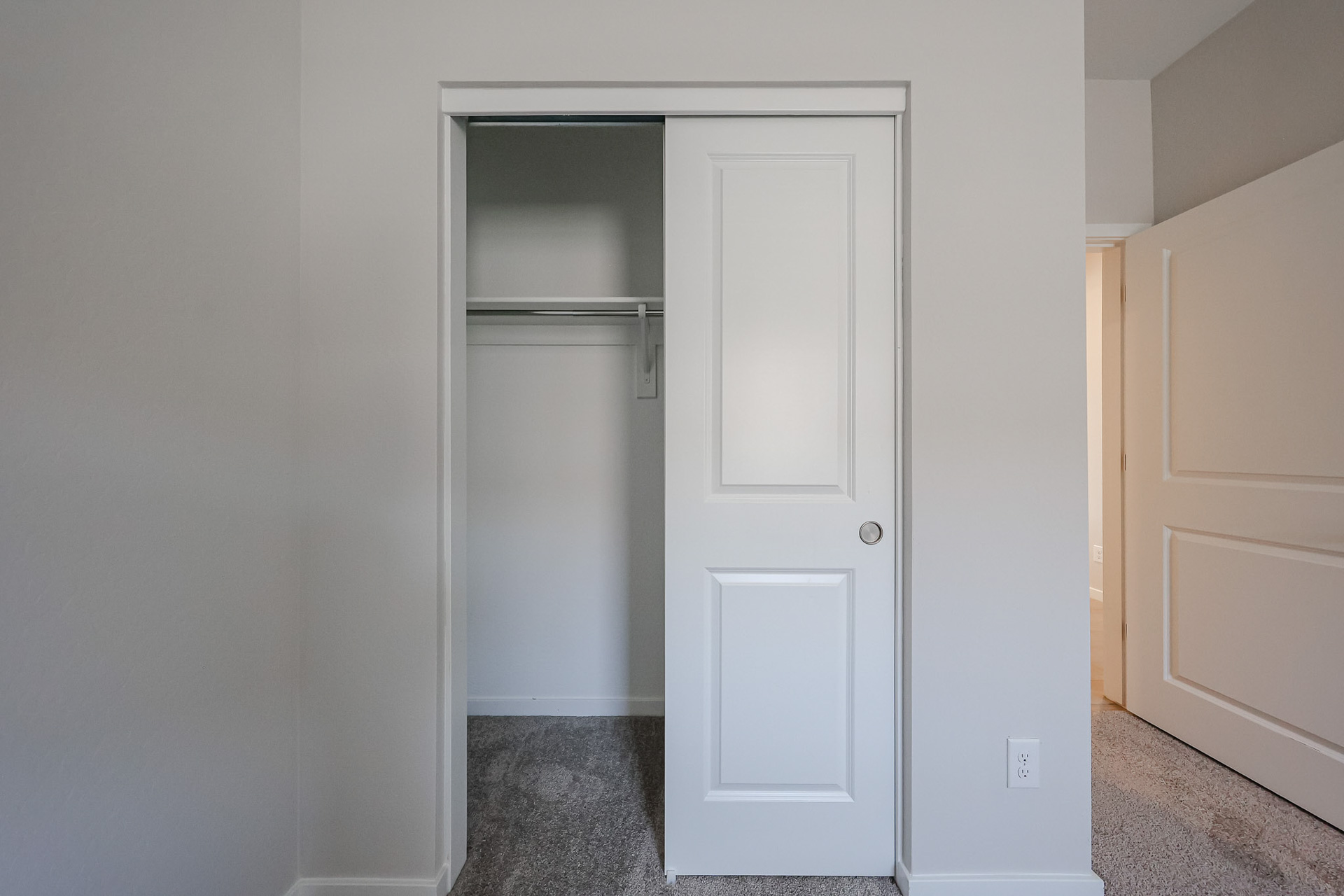 A white door in a room.