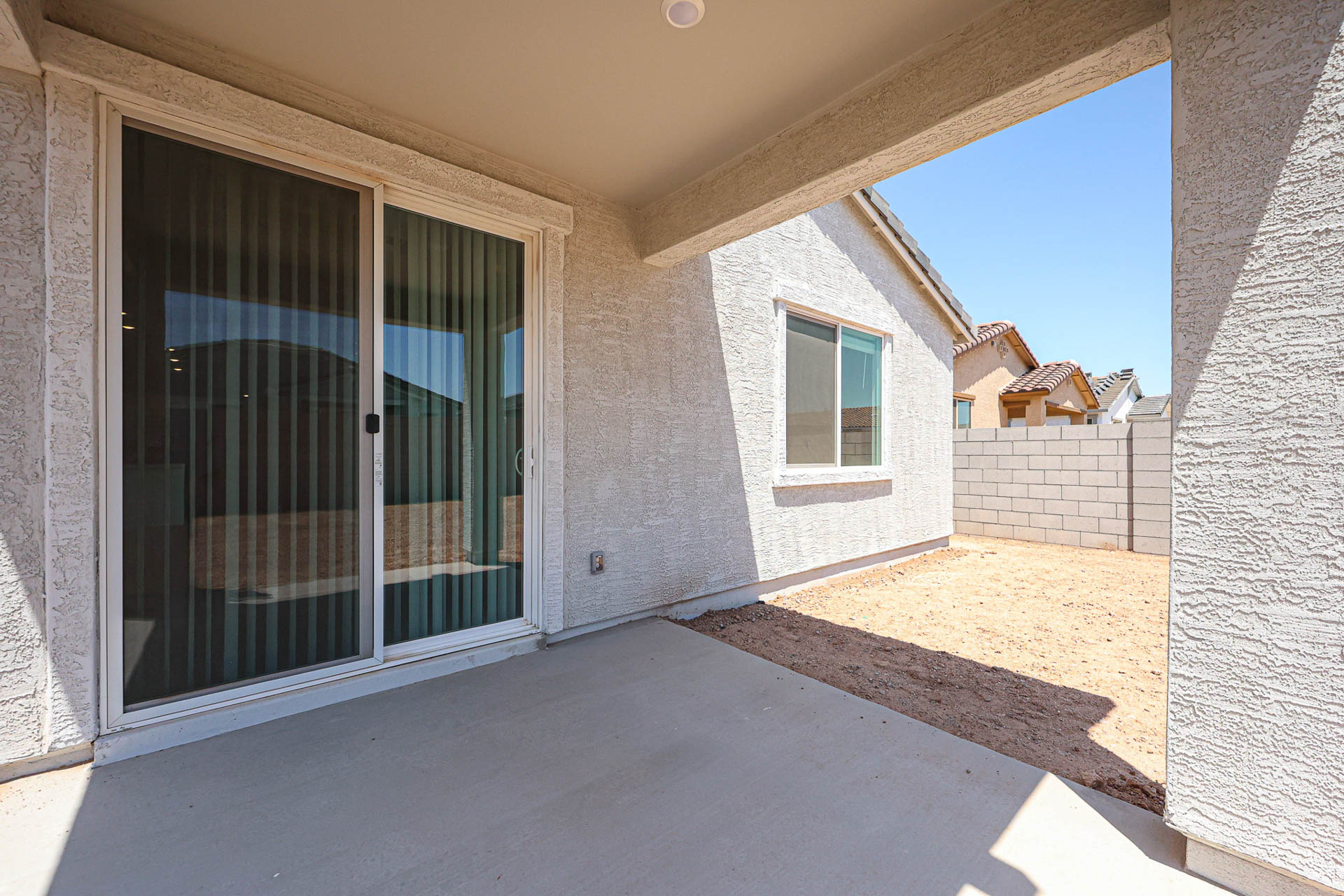 A house with a glass door.