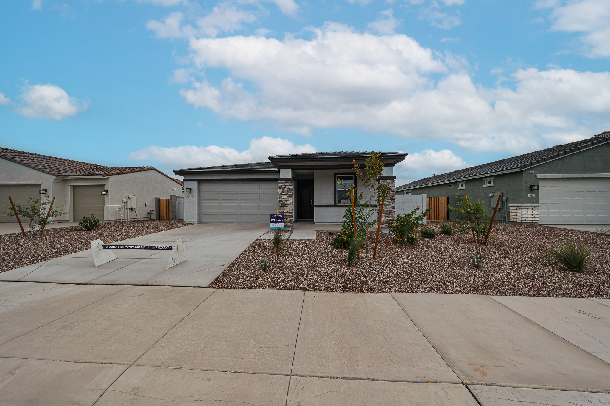 A house with a driveway.