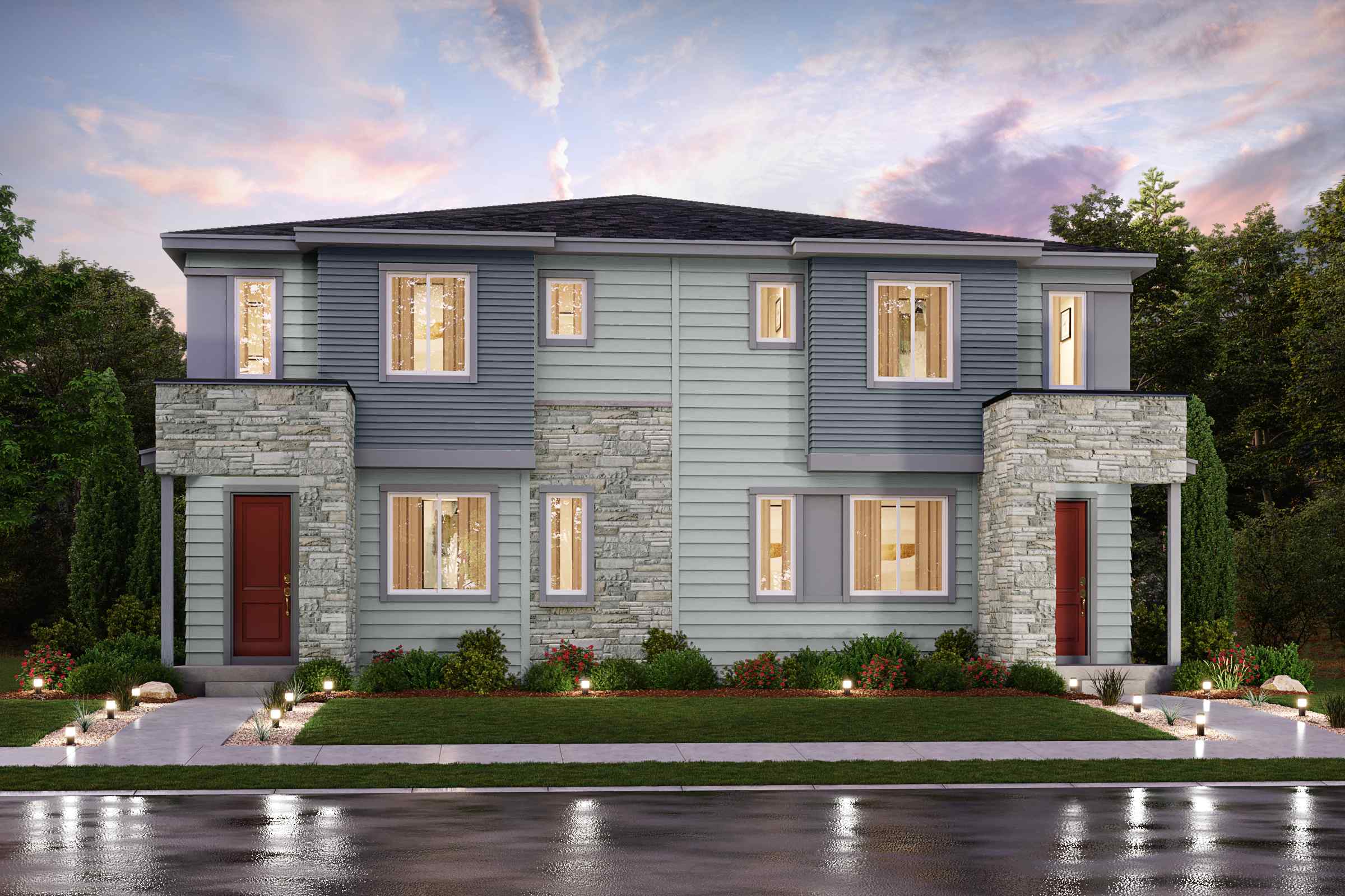 A house with a driveway.