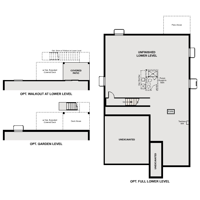 Diagram, engineering drawing. Acadia Floor Plan, Basement Options