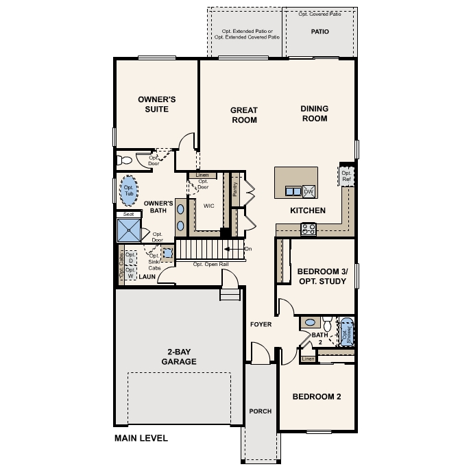 Diagram, engineering drawing. Acadia Floor plan, Main Level