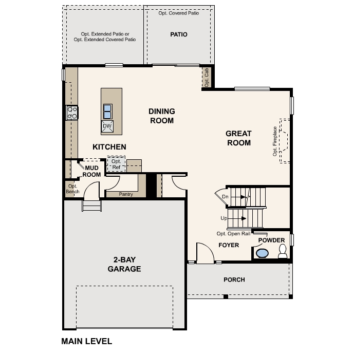 Diagram, engineering drawing. Glacier Floorplans, Main Level
