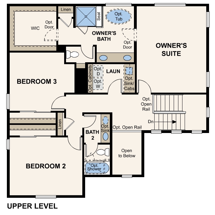 Diagram, engineering drawing. Gunnison Floorplans, Upper Level