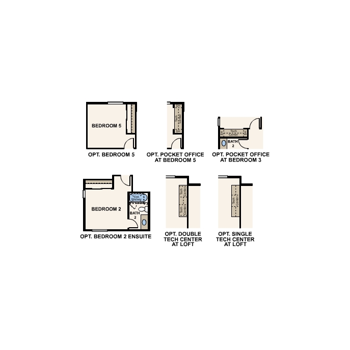Diagram. Roosevelt Floorplan, Upper Level Options