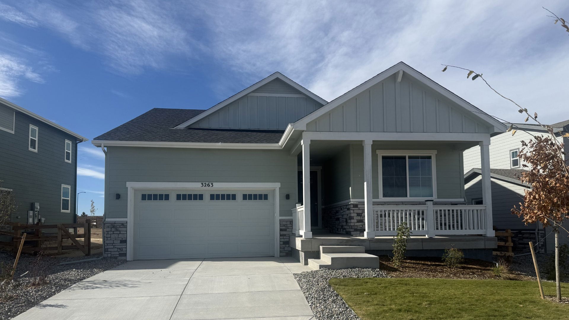 A house with a garage.