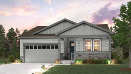 A house with a driveway. Cimarron Elevation B Rendering