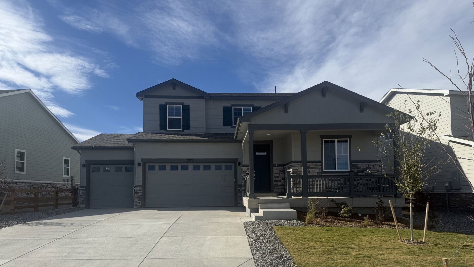 A house with a garage.