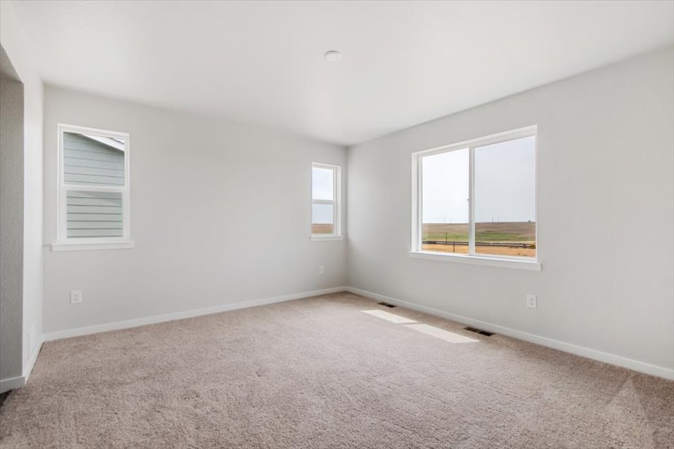 A room with windows and carpet.
