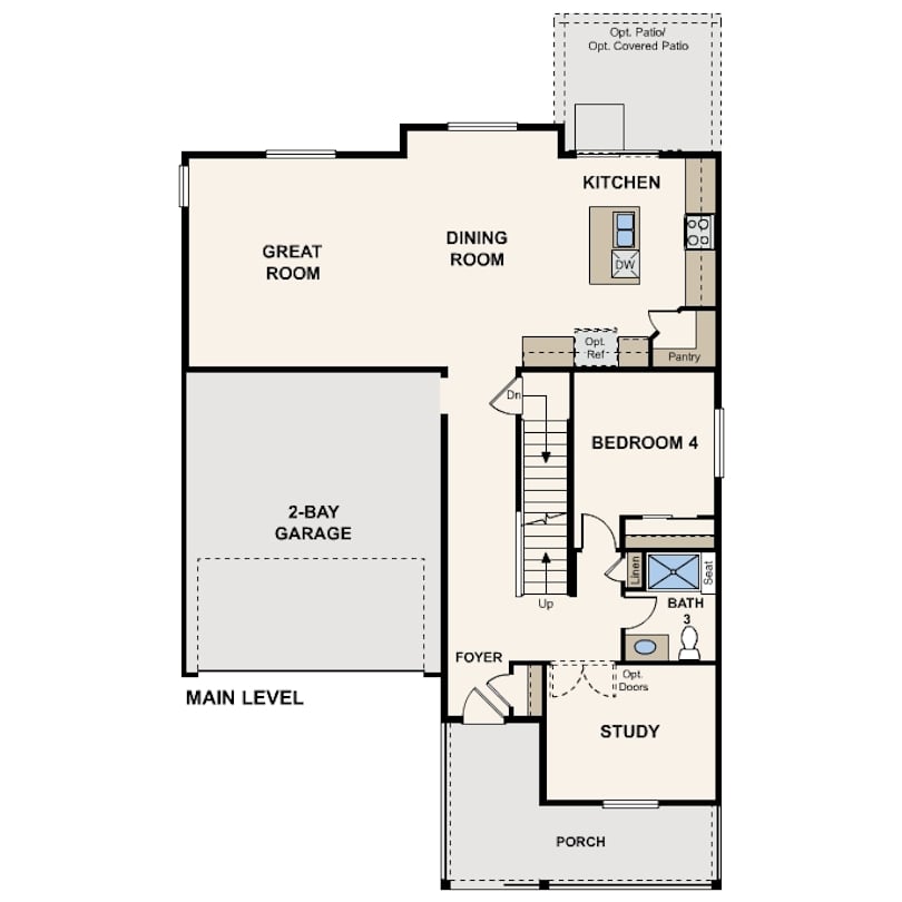 Diagram, engineering drawing. Main Level Marion