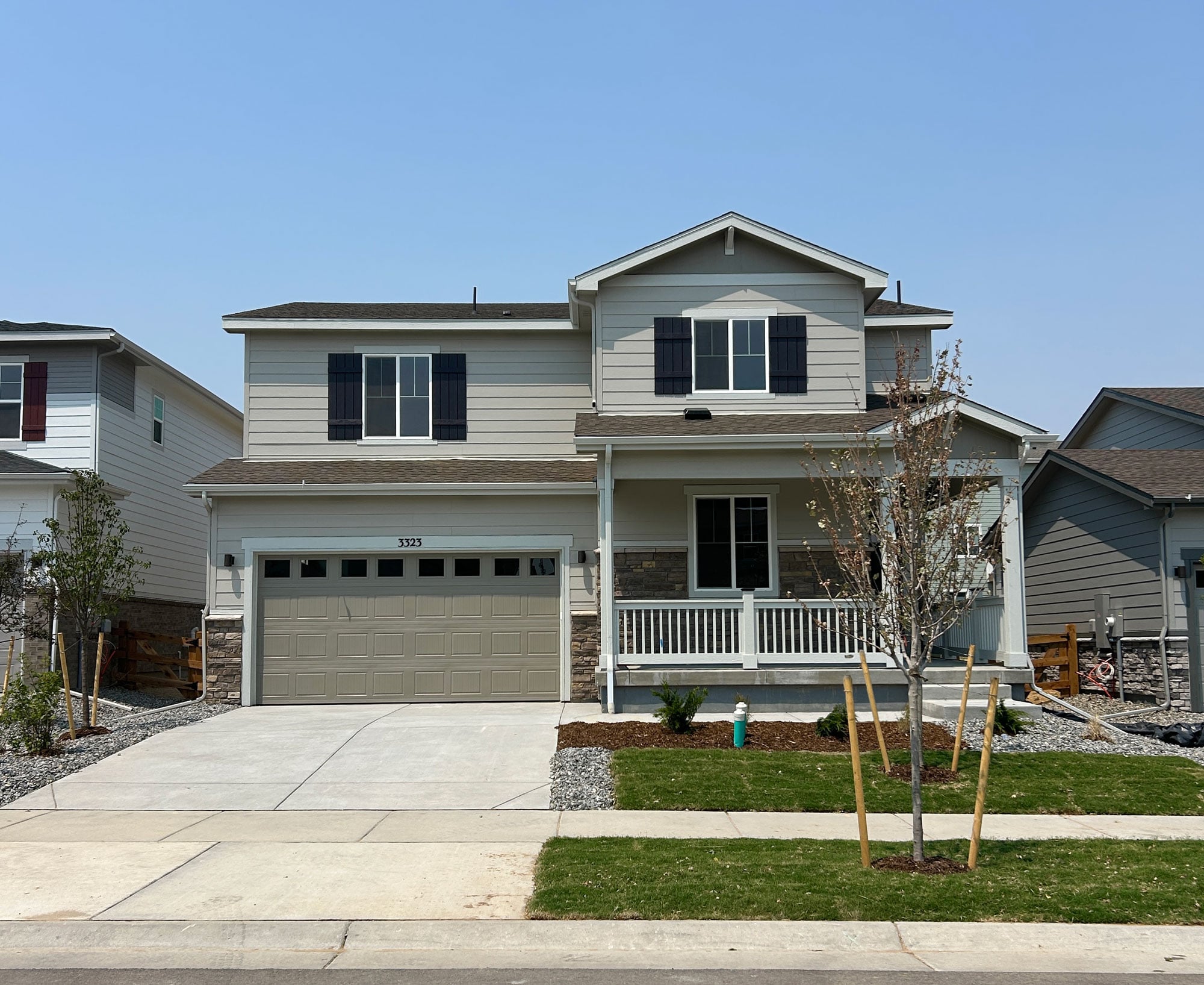 A house with a garage.