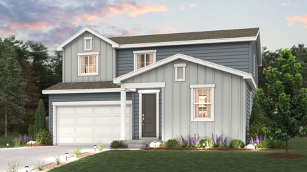 Marion Elevation A rendering with landscaping and exterior paint colors 