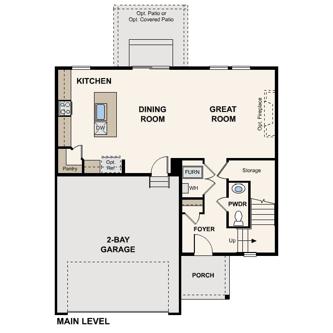 Diagram, engineering drawing. Mackenzie Floorplan, Main Level