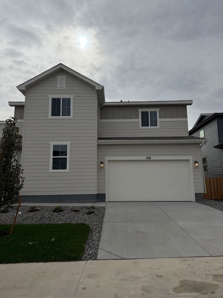 A house with a garage.