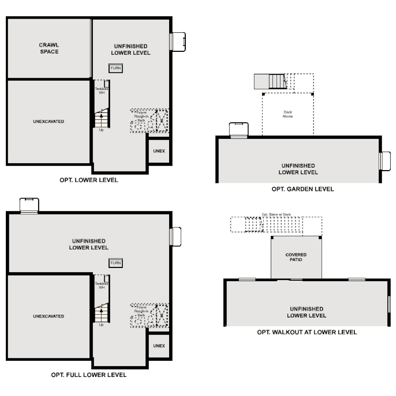 Silverthorne floor plan lower level options at Bradley Heights in Colorado Springs by Century Communities
