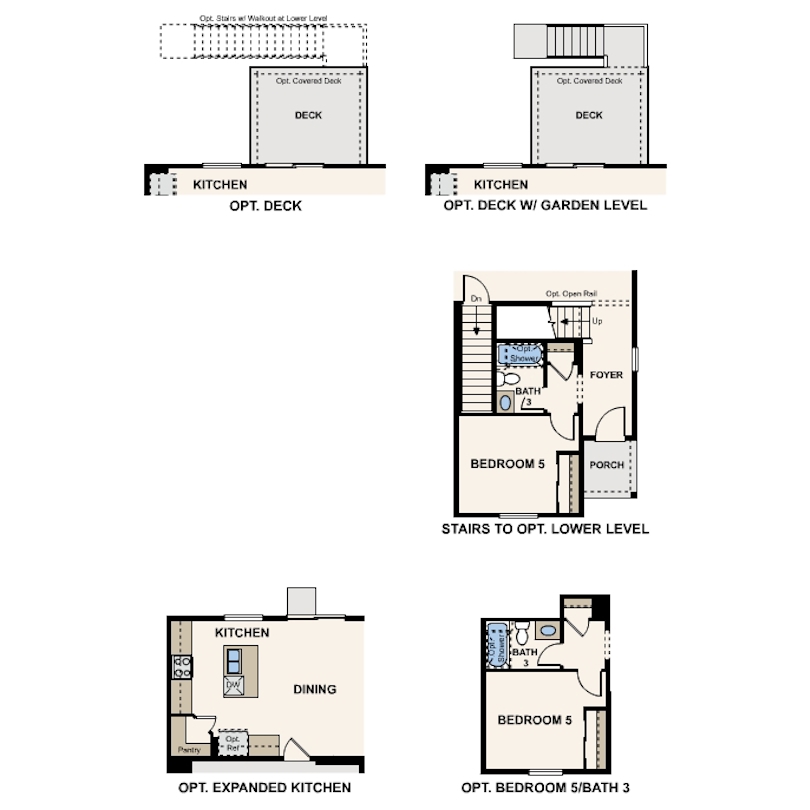 Silverthorne floor plan main level options at Bradley Heights in Colorado Springs by Century Communities