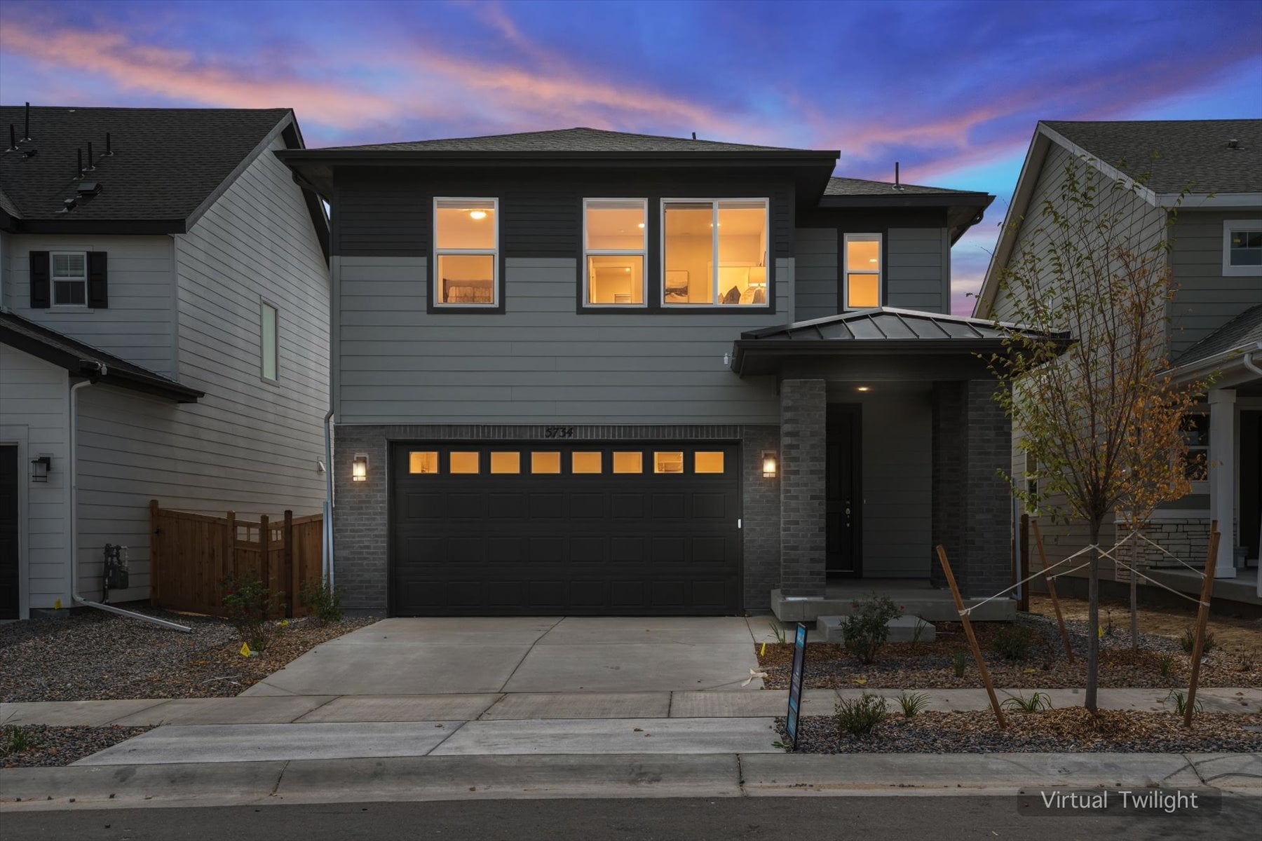 A house with a garage.