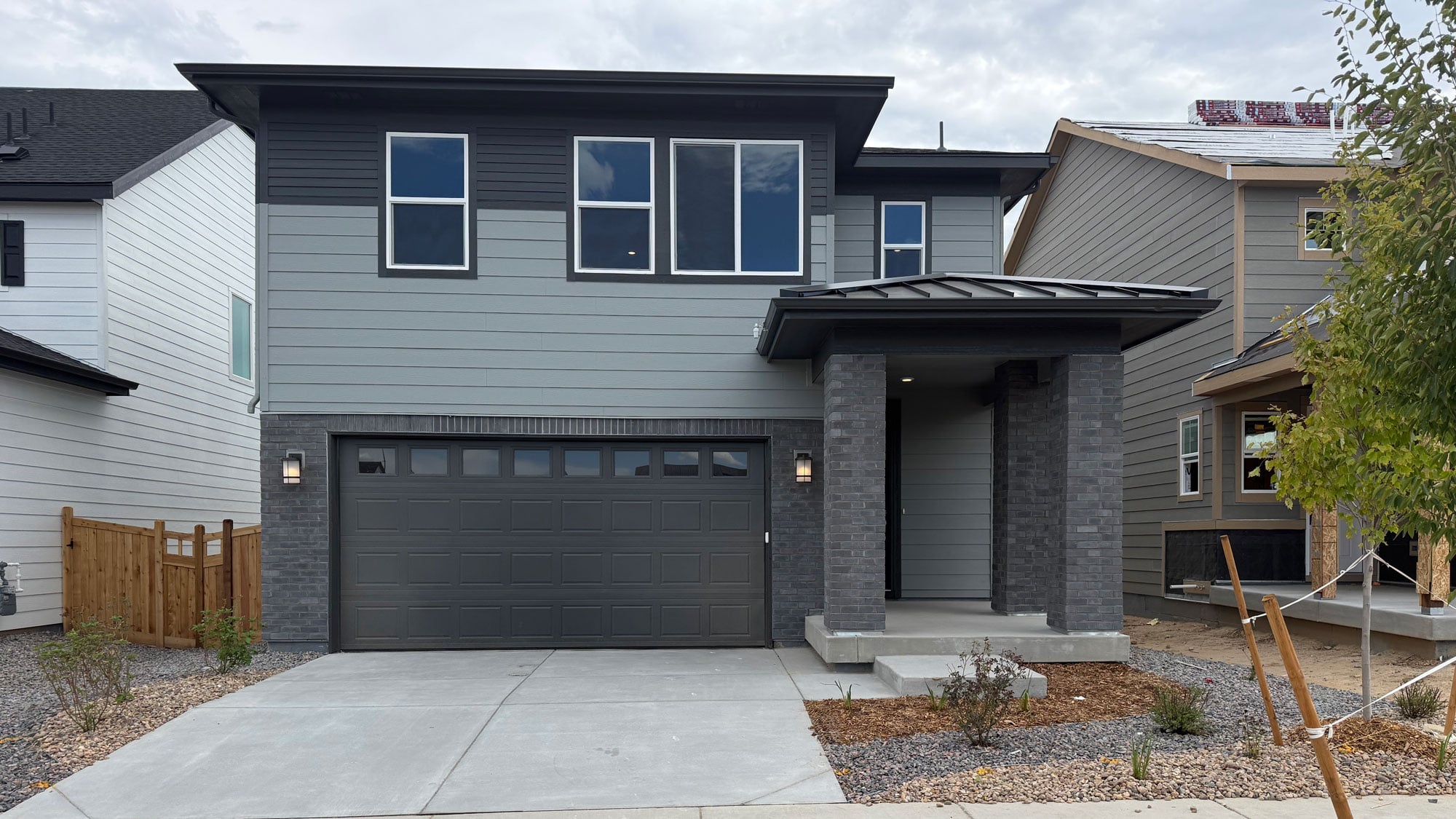 A house with a garage.